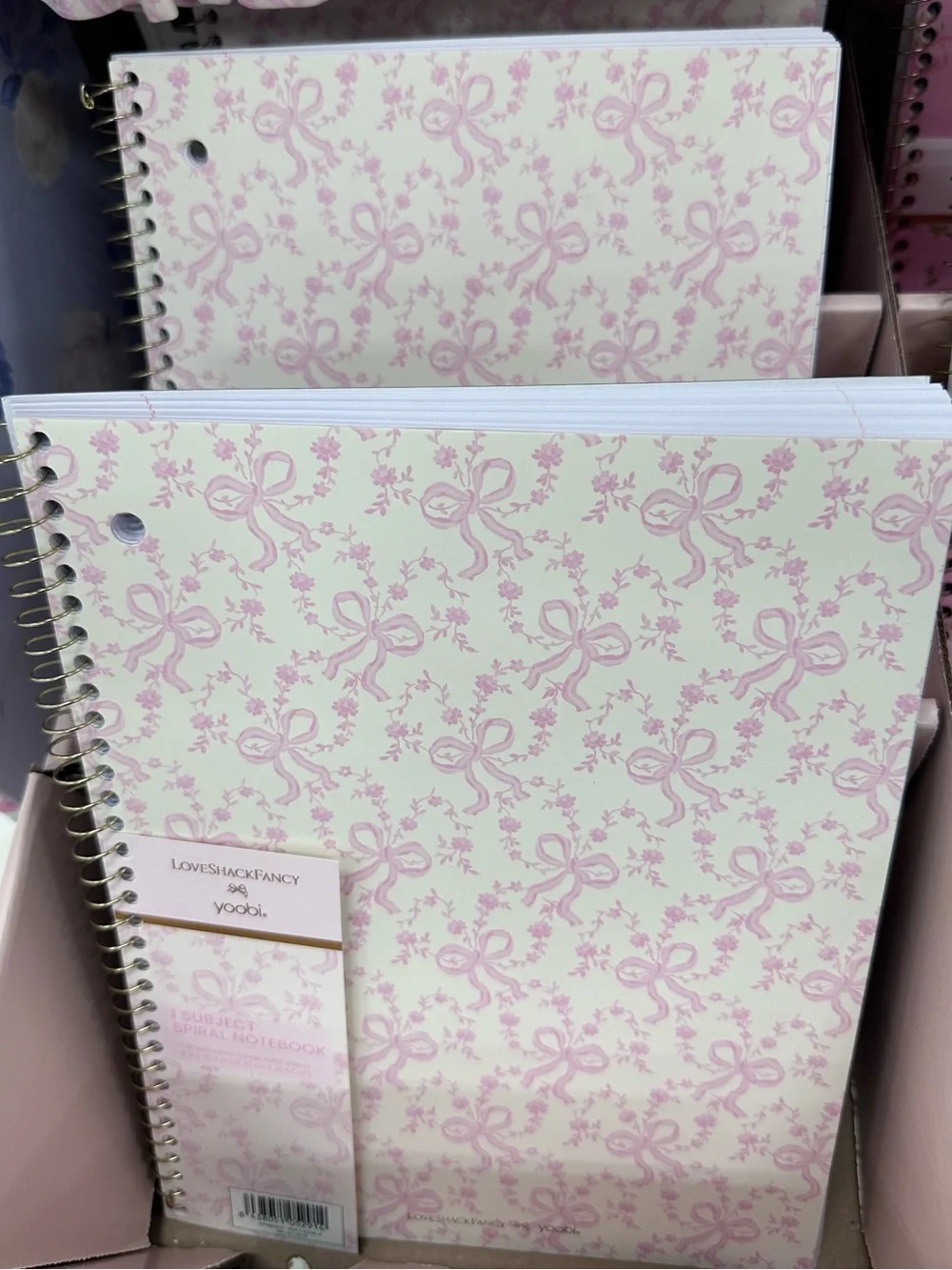 Love Shack Fancy x Yoobi Pink Bow Floral Spiral Notebooks - 1 subject